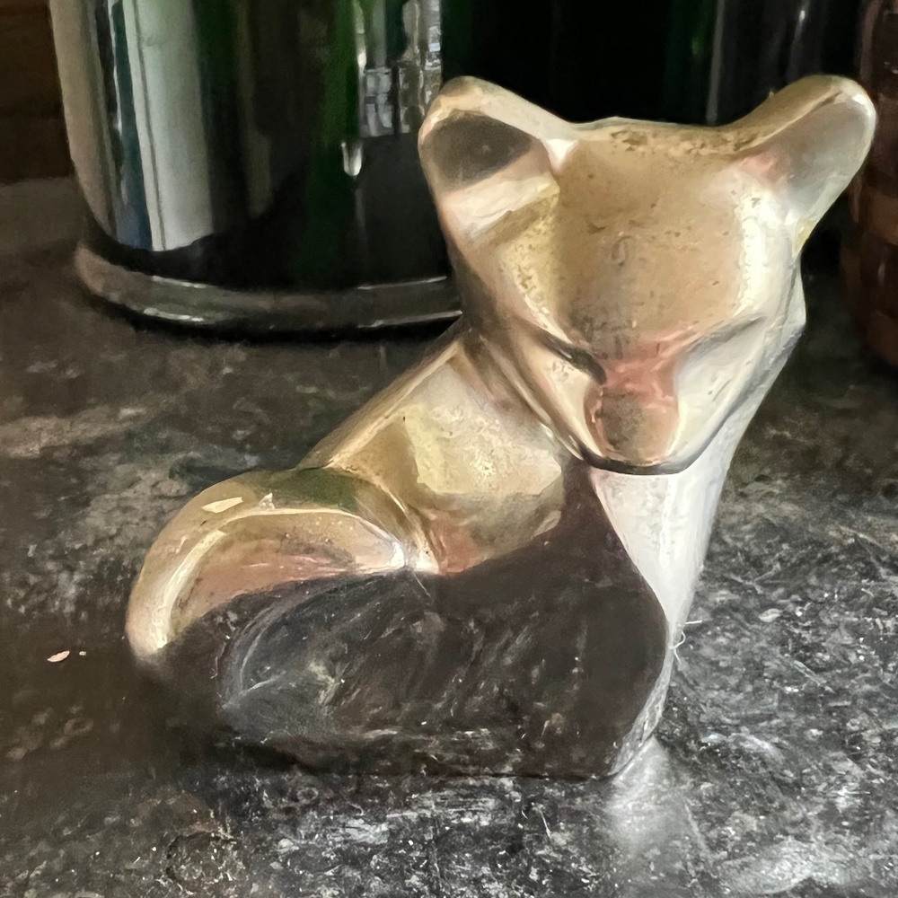Vintage DANSK SOH Silver-plated Cat/Fox Paperweight